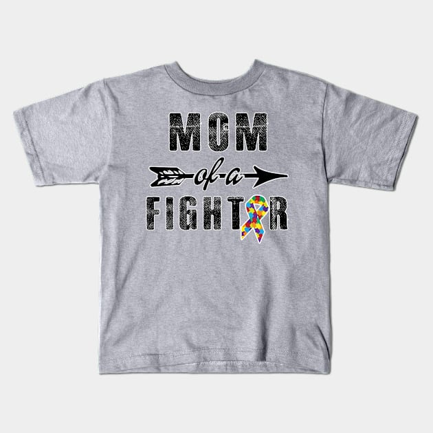 Mom of a fighter. Cancer awareness ribbon. Perfect present for mom mother dad father friend him or her Kids T-Shirt by SerenityByAlex